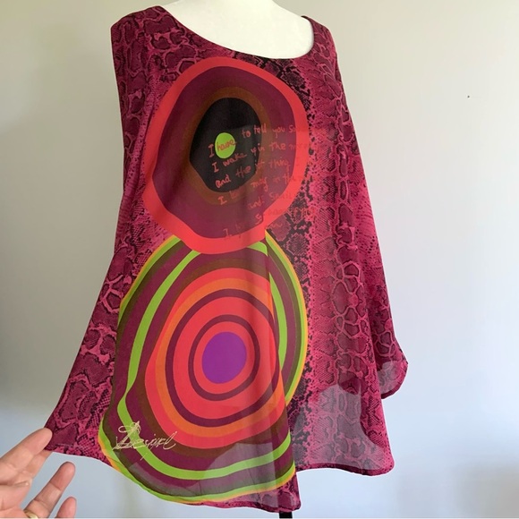 Desigual vibrant snakeskin sheer tunic - Picture 2 of 9